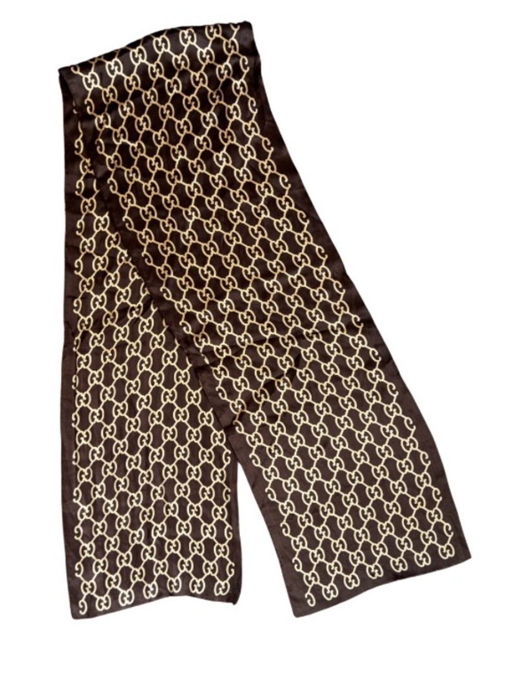 100% Silk Scarf Chocolate Brown with Gold Accent